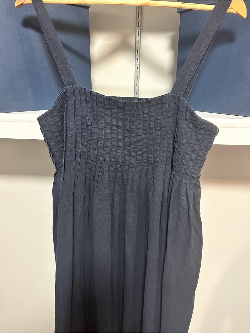 Banana Republic Linen Blend Drapey Pleated Midi Dress Coastal Lagenlook Boho M - Picture 3 of 12